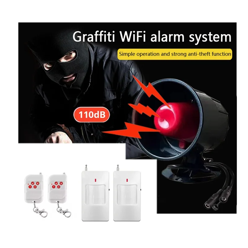 Système d'alarme sirène sans fil A99E-433Mhz, pour la sécurité domestique, anti-cambriolage, avec capteurs infrarouges, longue portée, Installation facile