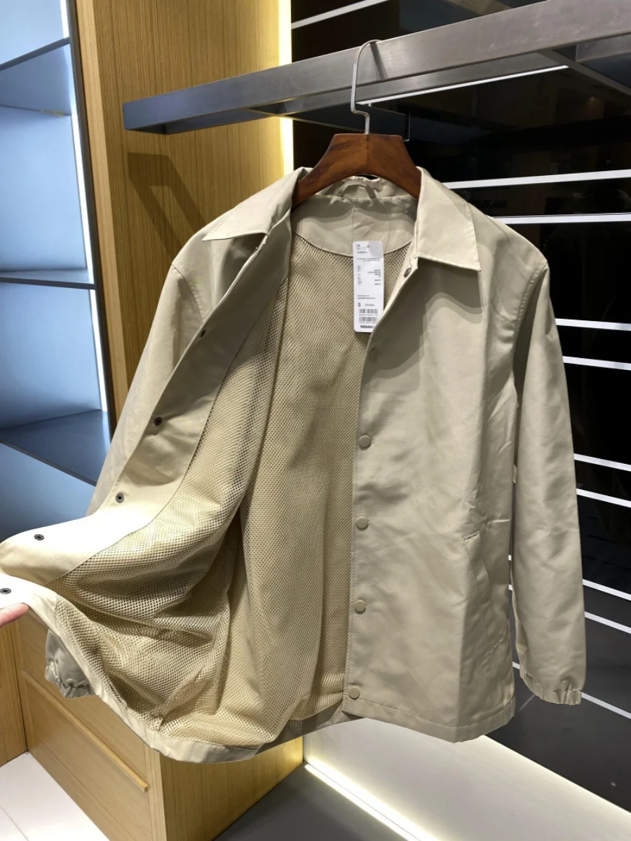 ملابس عمل كاجوال متعددة الاستخدامات للرجال irt Sle Jaet ربيعية بياقة قلابة لربيع 2024 ستاند مناسب طويل Sve لون نقي فردي... #4