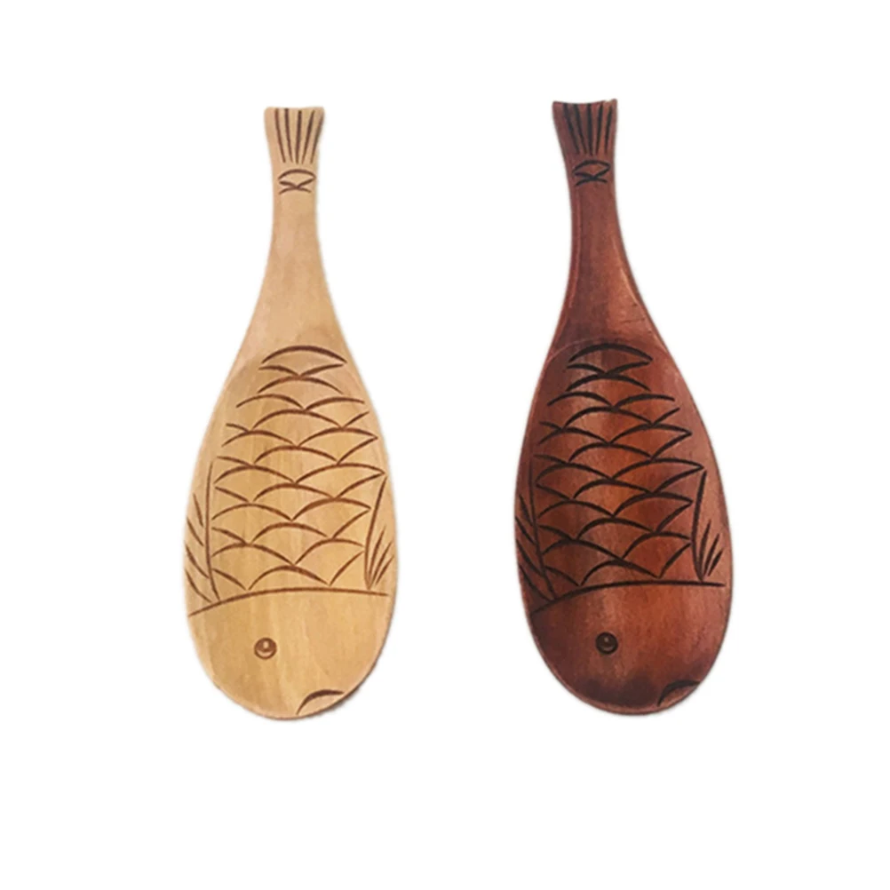 

Wooden Rice Spoon Fish Shaped Kitchen Gadgets Natural Salad Wood Ladle Soup Tool Non Toxic Wooden Cooking Utensils