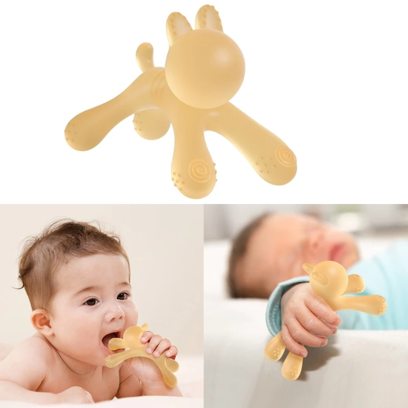 Baby Nursing Teething Toy Baby Teether Teething Pain-Relief Toy for Toddler Infant Newborn Rabbit Shape Silicone Teether