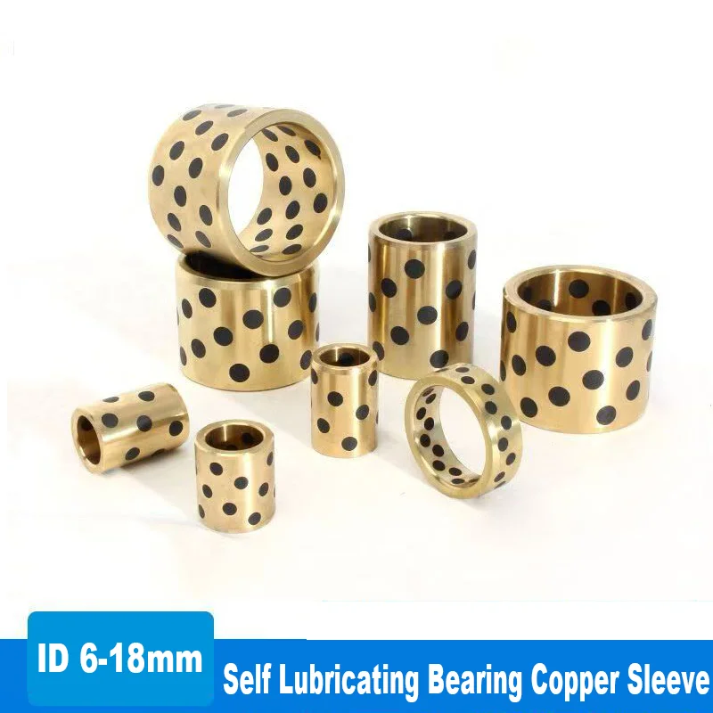 2pcs ID6mm 8mm10mm12mm14mm15mm16mm18mm Bearing Wear-resistant Bush Brass Sets Self-lubricating Oil Bushing Hollow Gasket Bracket