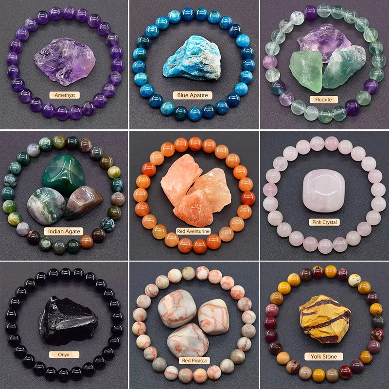 Natural Stone Beaded Bracelet Healing Crystal Stone Bracelets for Men Women Obsidian Amethyst Gemstone Amulet Lucky Jewelry