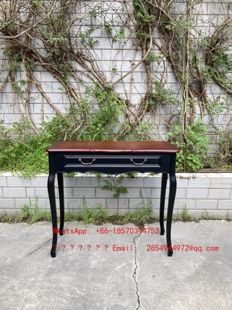 American Porch Table Black Small Side Table Retro Walnut Curved Foot Small Table