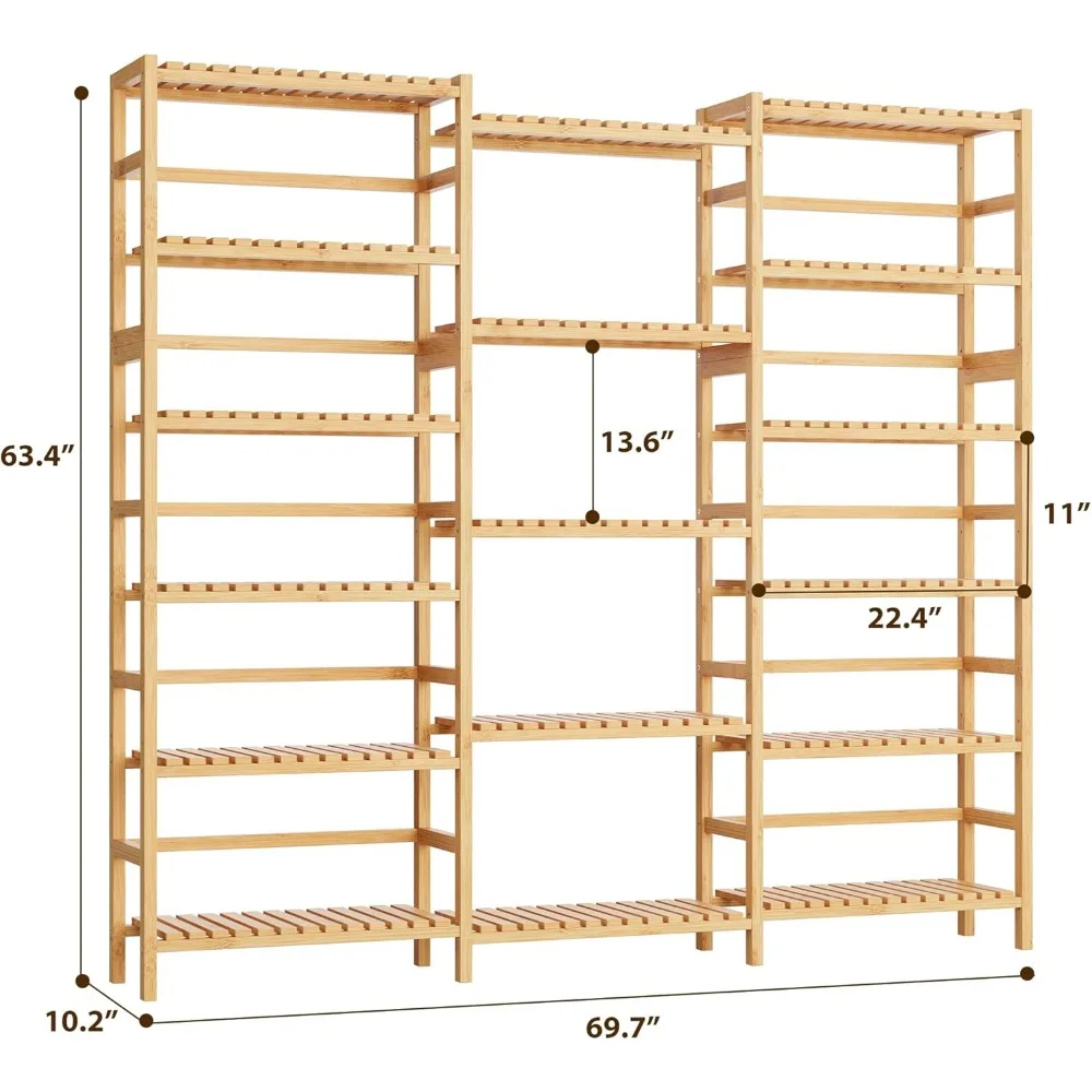 رف كتب كبير قائم بذاته مكون من 6 طبقات مع 17 رفًا مفتوحًا لتخزين المكتب المنزلي أو غرفة المعيشة #3