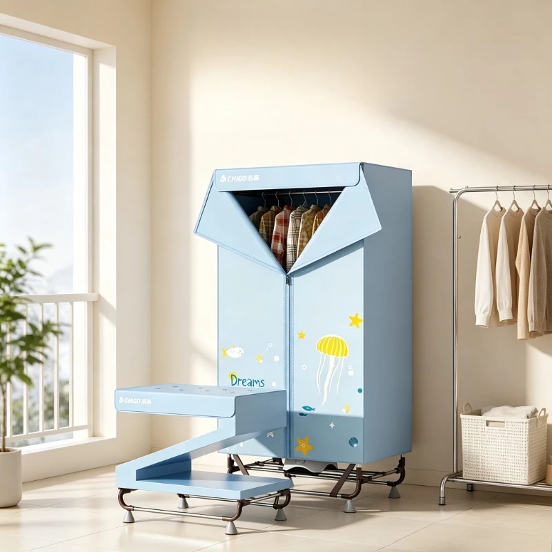 600L Foldable Clothes Dryer Wardrobe Large Capacity Single Double Layer Rack with Timer for Home Apartment Laundry Use 의류 건조기