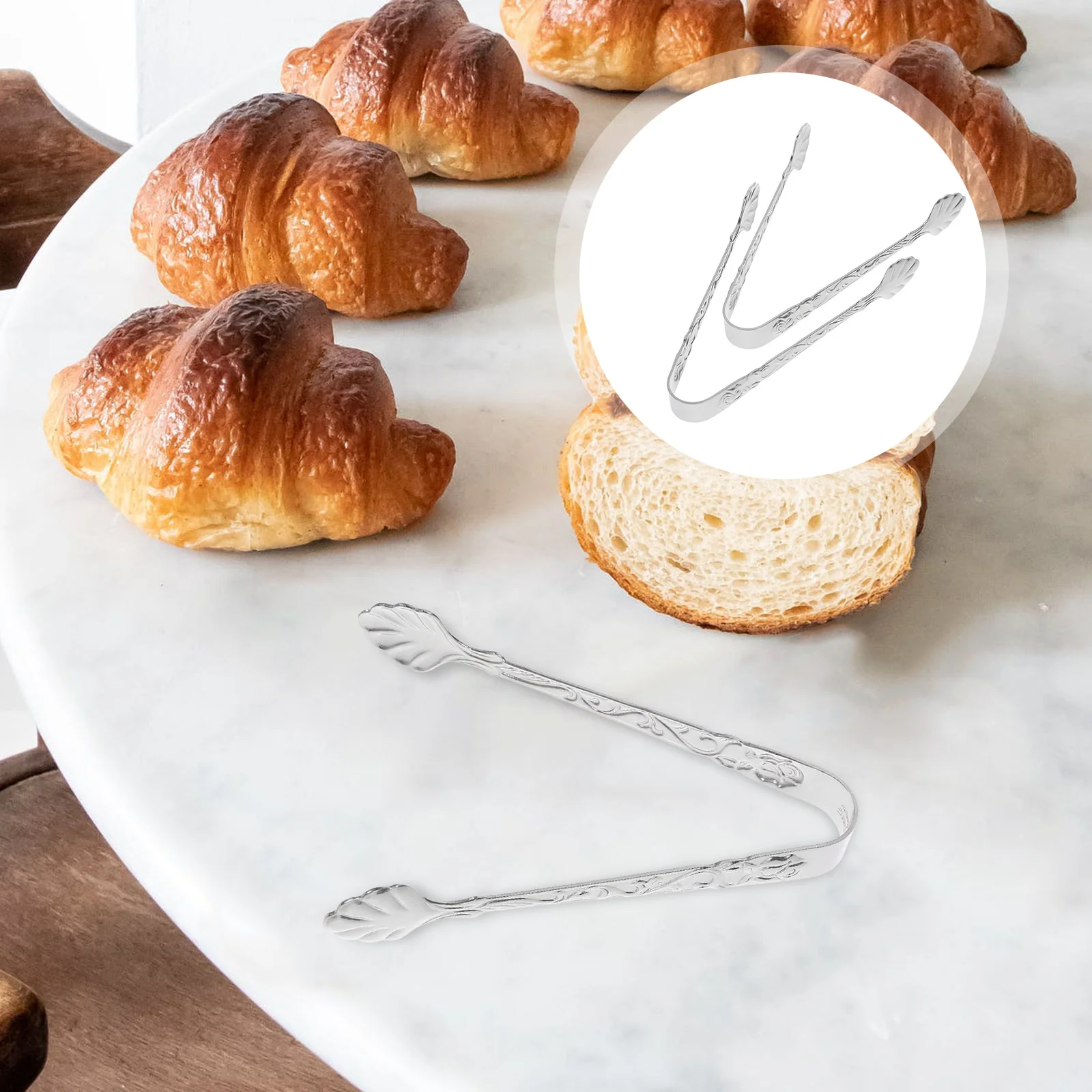 2 قطعة الفولاذ المقاوم للصدأ آيس كيوب كليب ارتفع نمط تصميم ملقط طعام المطبخ بوفيه شواء متعددة الوظائف تخدم تونغ #4