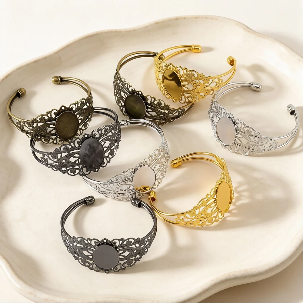 Lace flower-shaped bangle bracelet base time gem base vintage lace oval jewelry accessory base jewelry materials
