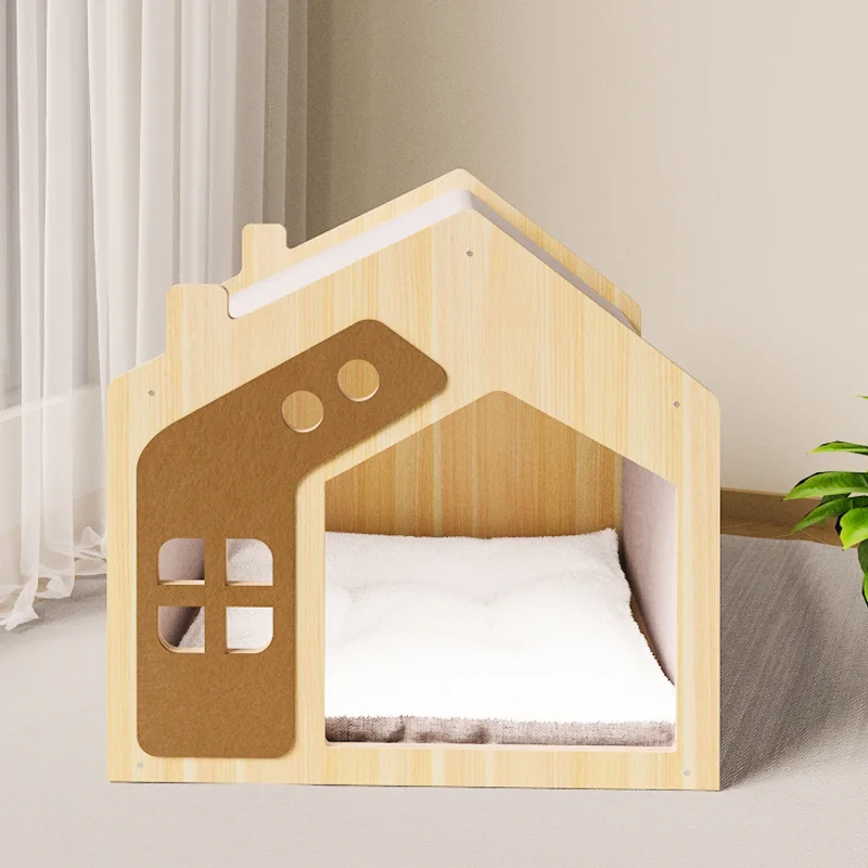 Casa de madera para gatos y perros – Refugio acogedor transpirable - imagen 4
