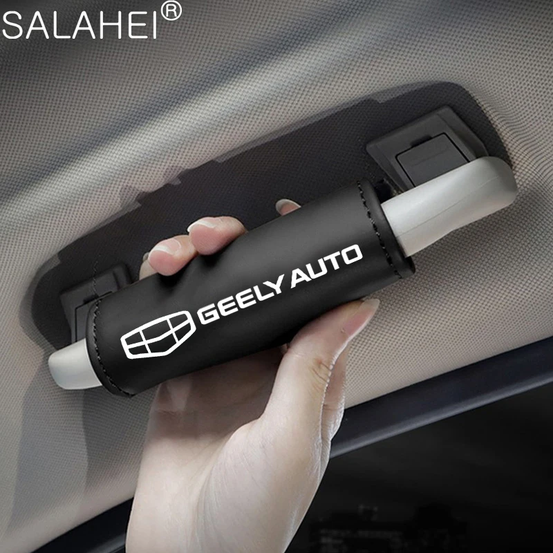 Universal Leather Car Roof Armrest Pull Cover Handle Gloves Protection For Geely Atlas Coolray Boyue NL3 Emgrand X7 EX7 SUV GC9