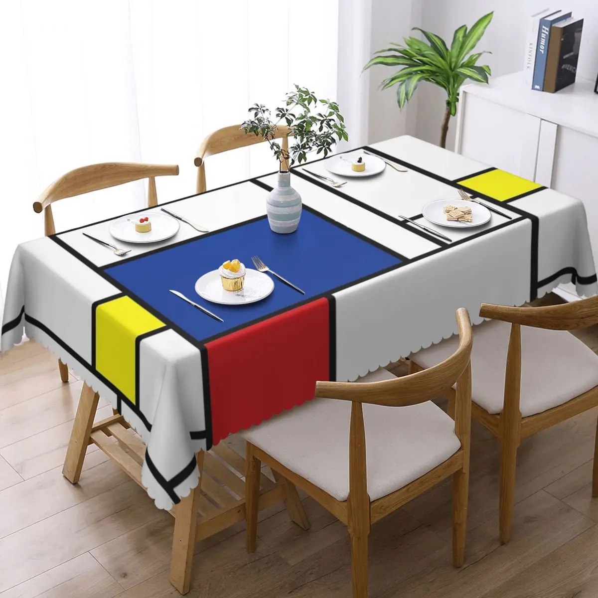 Rectangular Tablecloth De Stijl Print Table Cloth Mondrian Minimalist Retro Table Cover Events Christmas Party Table Decoration