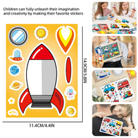 8/16sheets Children DIY Puzzle Stickers Engineering Vehicle Ship Car Make a Face Funny Assemble Jigsaw Kid Educational Toy Gifts