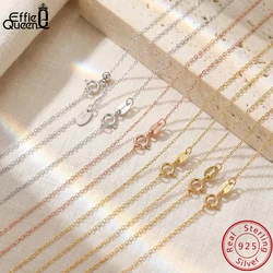 Effie Queen 925 Silver Basic Chain Necklace Woman Neck Chain 45cm 1mm Cable Chain Necklaces 18K Gold Jewelry Wholesale SC06-18K
