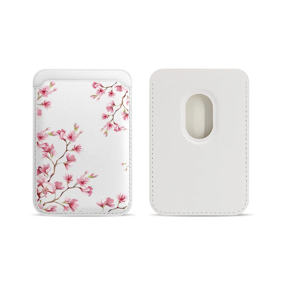 Kirschblüten-Leder-Kartenetui Handy-Kartenhalter Magnetische Hülle Geeignet für alle iPhone Magsafe-Karten-Handy-Rückseiten-Taschen – Detail 5