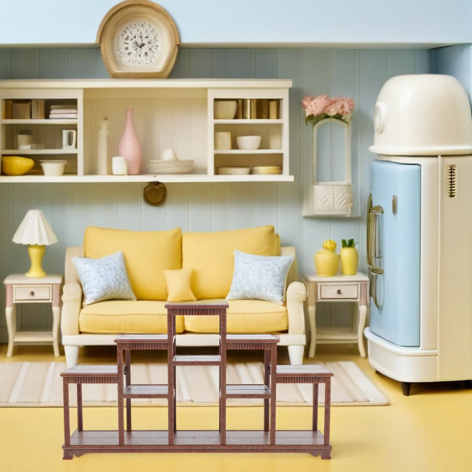 

Miniature Plastic Dollhouse Display Shelf Small Decorative Furniture for Living Room Kitchen Candy Shelf Storage
