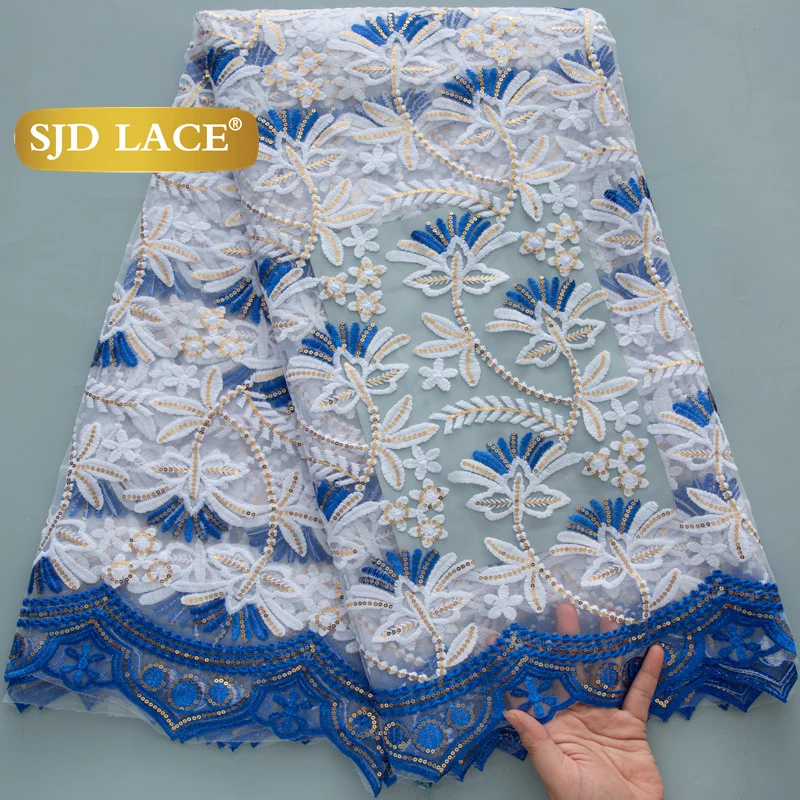 SJD LACE French Nigerian Mesh Lace Fabric 2025 High Quality African Tulle Sequins Net Lace Fabric For Women Party DIY Dress 4534 view 6