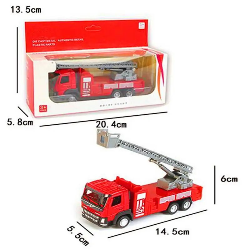 Kids Fire Trucks Toy Pullback Fire Engine Toy Trucks With Friction Powered Portable Ladder Truck Fire Engine Vehicles Toys For