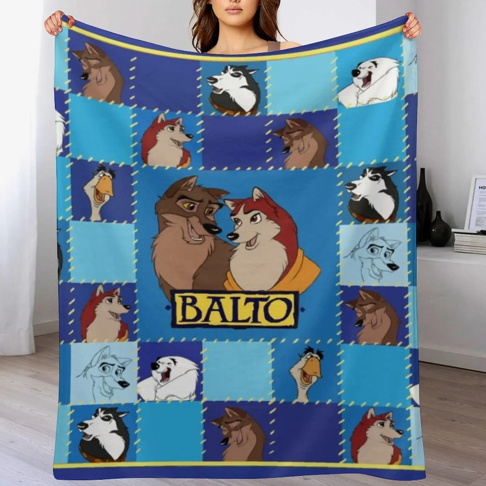 Vintage Balto pattern Throw Blanket Outdoor Soft Blanket for Picnic Beach Camping
