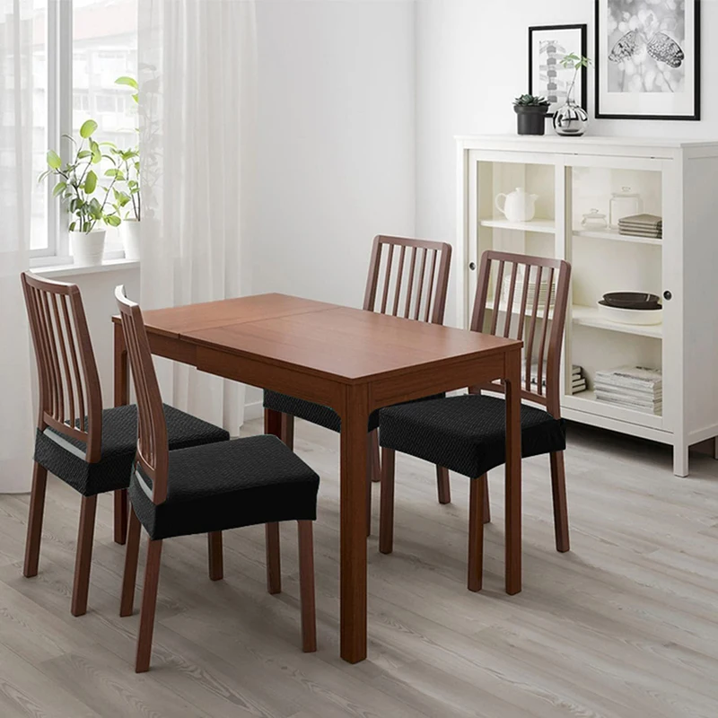Stretch Jacquard Chair Seat Covers For Dining Room Solid Color Removable Washable Anti-Dust Chair Seat Cushion Protector