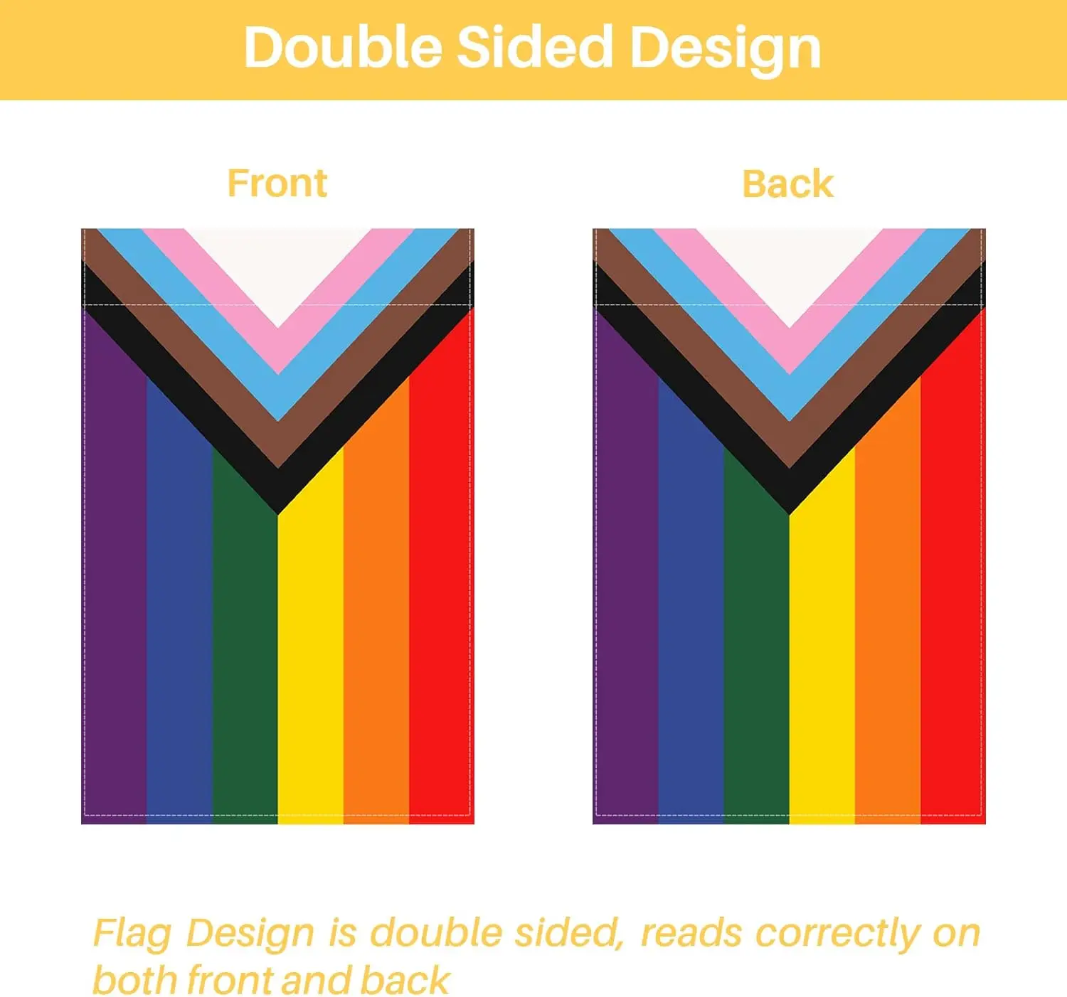 Bradford Pride Garden Flag Outdoor 12x18 Inch, Vivid Color Progress Pride Rainbow Flags, Small All Inclusive Progressive Pri