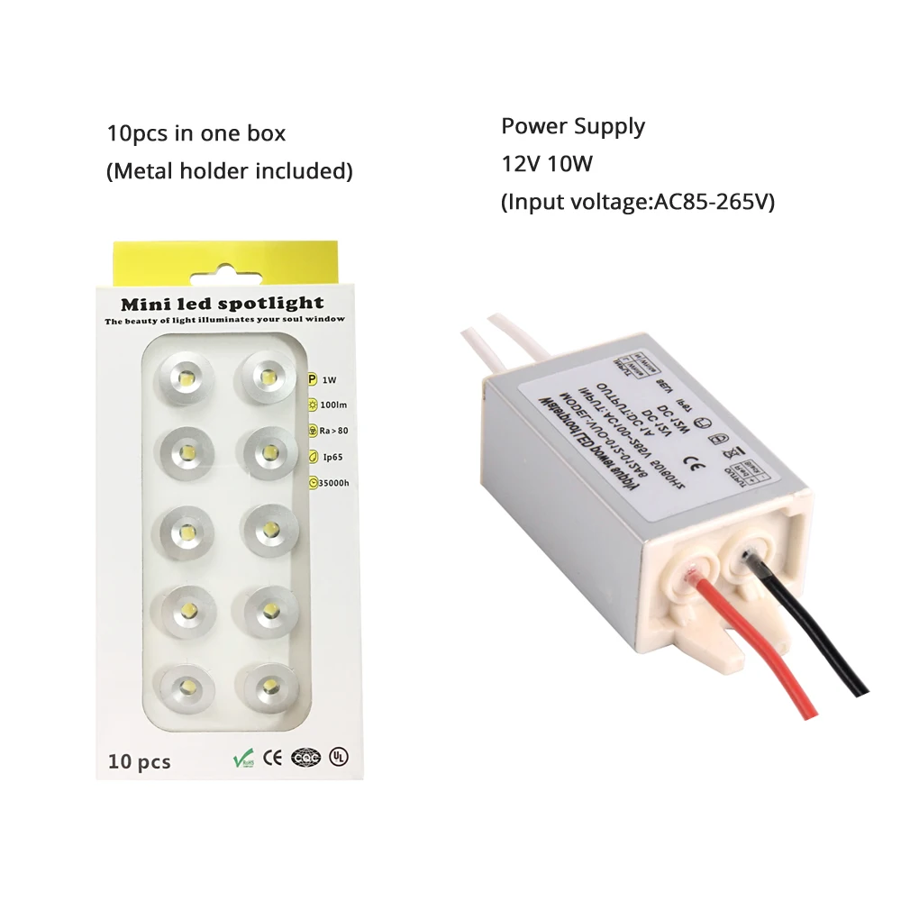 

10pcs IP65 1W 12V Mini LED Spot Light Thumb Spotlight Ceiling Corridor Stairs Lamp Cabinet Ambient DIY Lighting