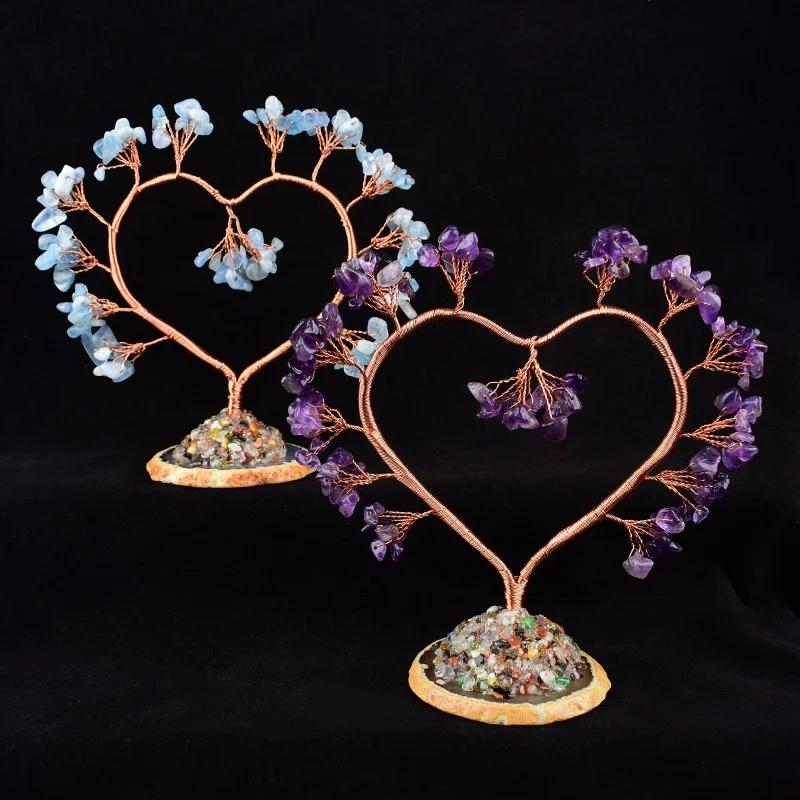 Natural Crystal Amethyst Love Tree Reiki Healing Tree Specimen Crafts Home Decoration Ornaments Lucky Holiday Souvenir Gift