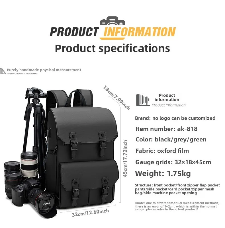 Bolsa para câmera de ombro duplo slr, à prova d'água e antirroubo, grande capacidade, filme, drone, bolsa ao ar livre, ombro duplo