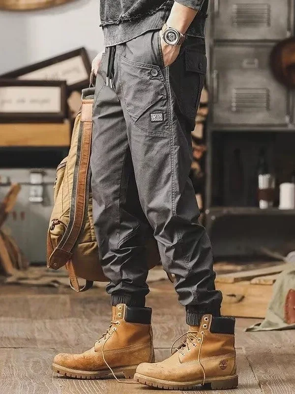 

Мужские свободные повседневные брюки, осенняя износостойкая рабочая одежда, брюки в стиле ретро в американском стиле, модные грязезащитные брюки с манжетами