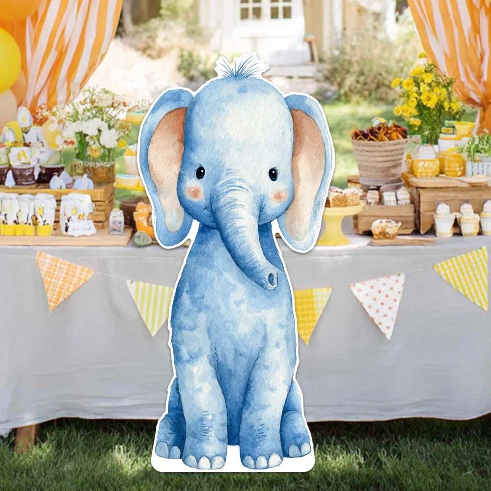 1Pc Cute Elephant Custom Photo Humanoid Sign Cardboard Standee Prop, Suitable for Weddings,Birthdays,Store Promotion,Party Decor