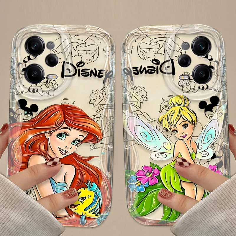 Disney Princess Clear 3D Wave Case For Xiaomi Redmi Note 13 12 11 Pro Plus 4G 5G 12S 11S 10 10S 9 9S 8 13C 12C 10C Turbo 3 Cover