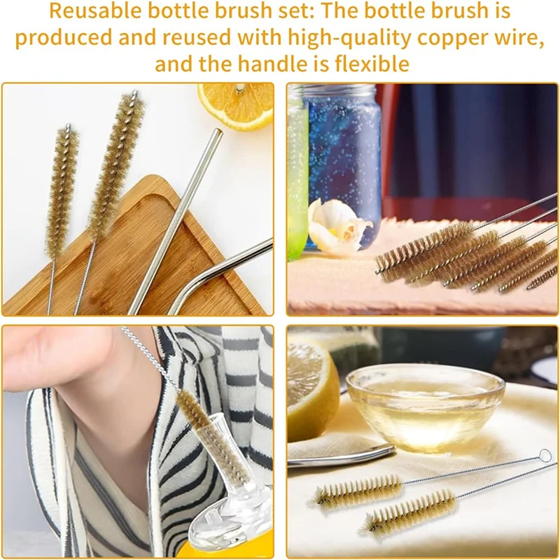 7Pcs Brass Wire Tube Brushes Bottle Brush Set,Wire Brushes For Cleaning,Wire Pipe Cleaner Bore Brush Cleaning-ABQU