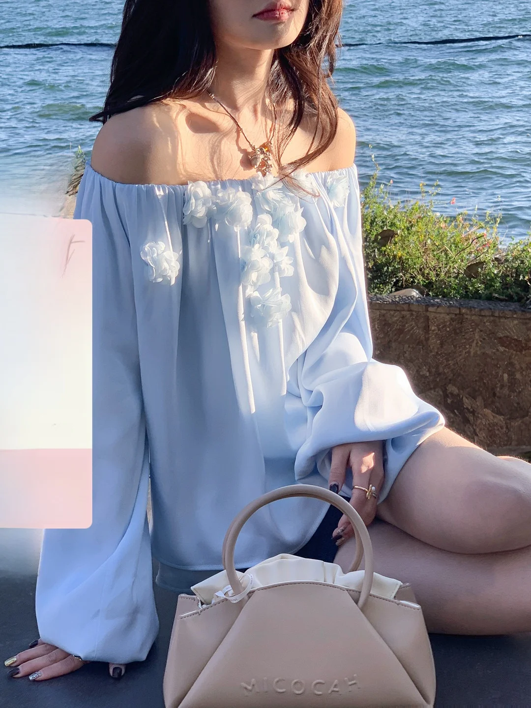 

Gula Liangpin Lemon Long Sve Draped Chiffon One oulder Women's irt Spring Sweet Sle Loose Fit Lantern Sve