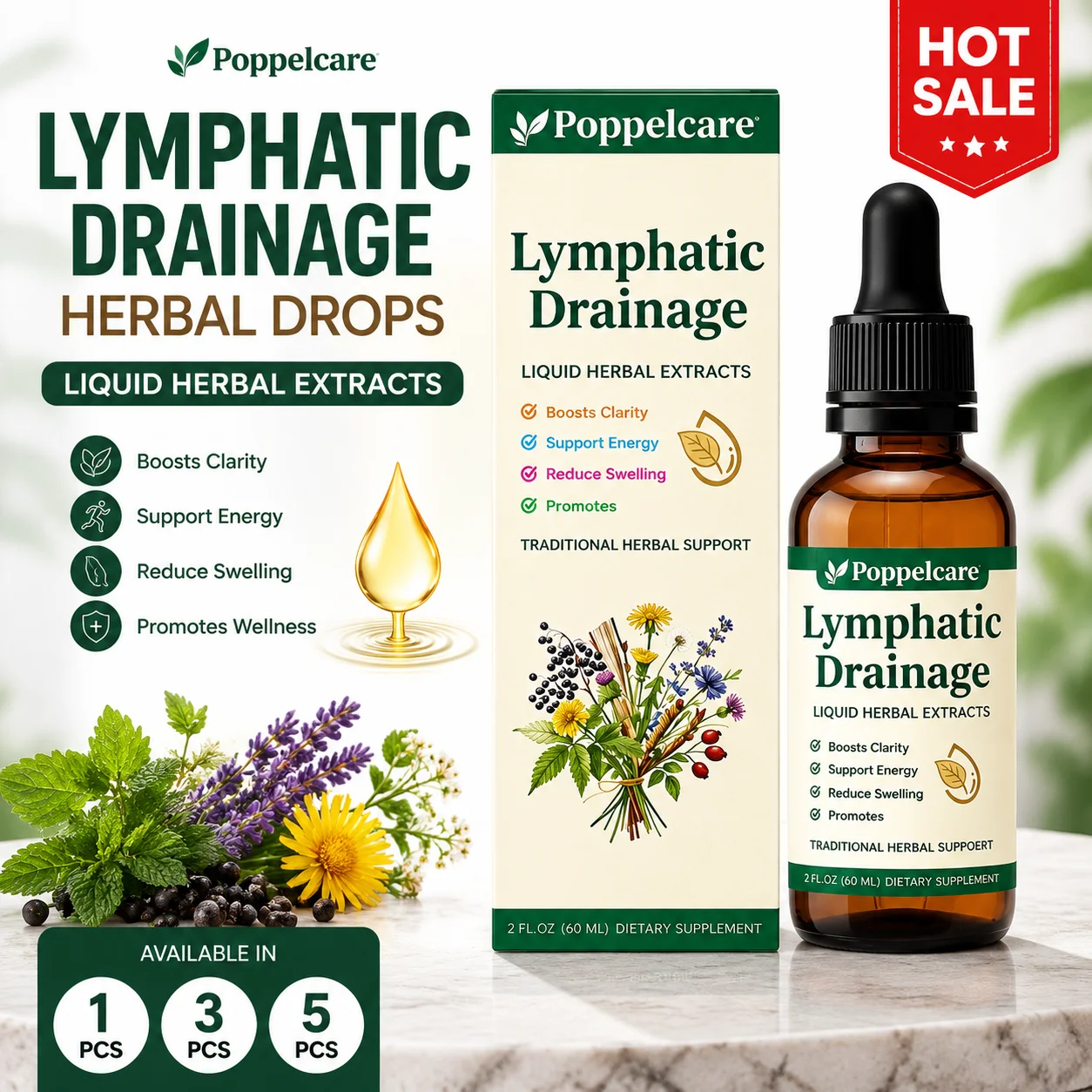 Poppelcare Lymphatic Drainage  - Herbal Wellness Water recension och pris