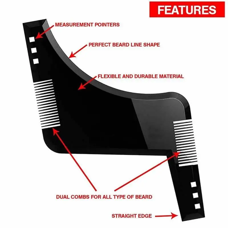 Men Black Plastic Moustache Moulding Comb Straighten Comb Cutter Beard Style Accessories Anti Detangler Moulding Trimmer Ruler
