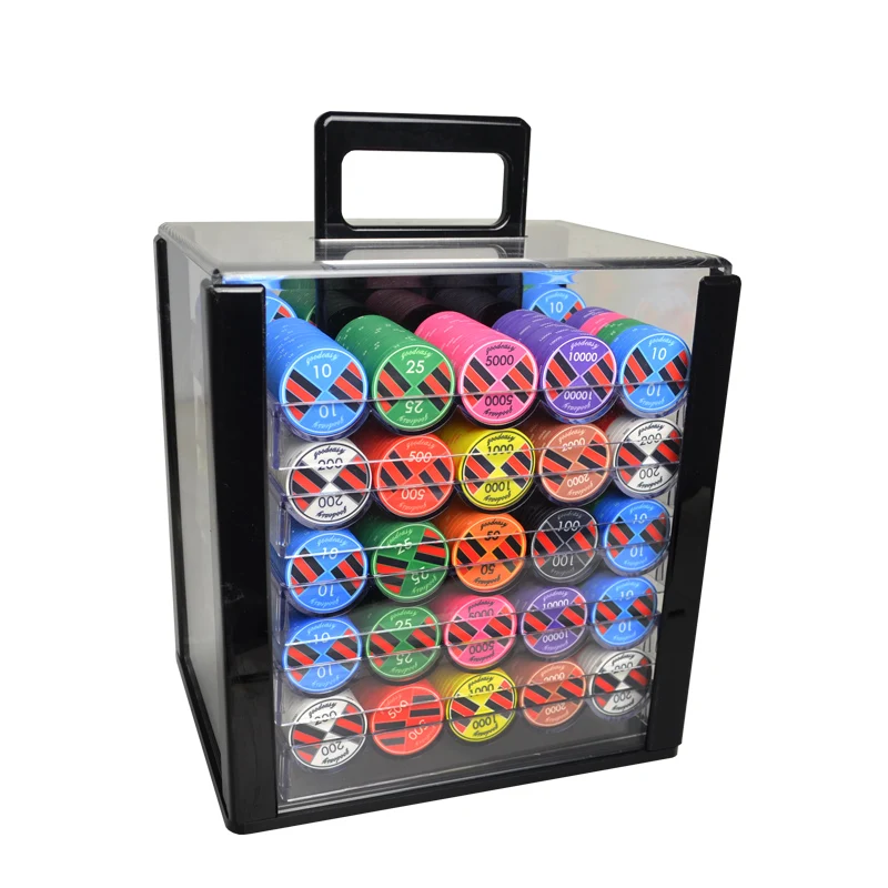 Premium Ceramic Poker Set 1000pcs, UV Protected Chips, Complete Set with Tray, High Quality for Professional Players