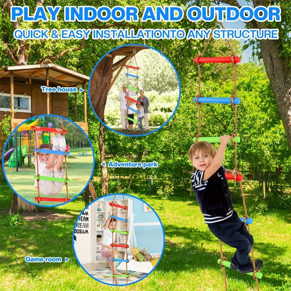 Balanço colorido da escada de escalada das crianças de 1pc-brinquedo durável do playground do pe para uso interno/externo-perfeito para o pátio da casa