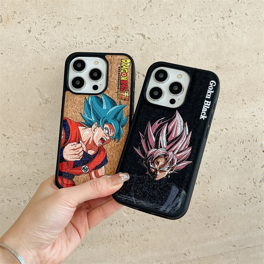 Anime Dragon Ball Black Blue Goku Case for IPhone 12 13 14 15 16 Pro Max Wood Pattern for Magsafe Wireless Charging Cover