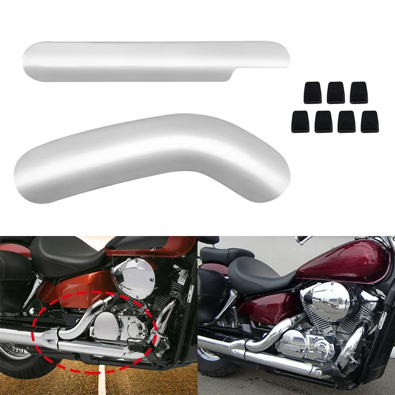 

Motorcycle Exhaust Muffler Guard Covers Chrome Pipe Heat Shield Cover For Honda Shadow VT750 VT400 1997-2003