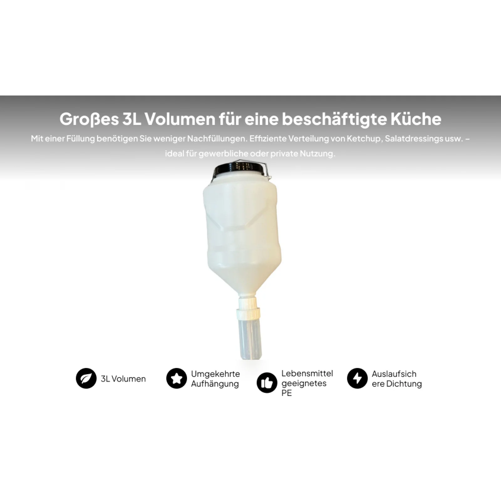 

Sauce Dispenser Hanging 3L Condiment Squeeze Bottle for Commercial Kitchens