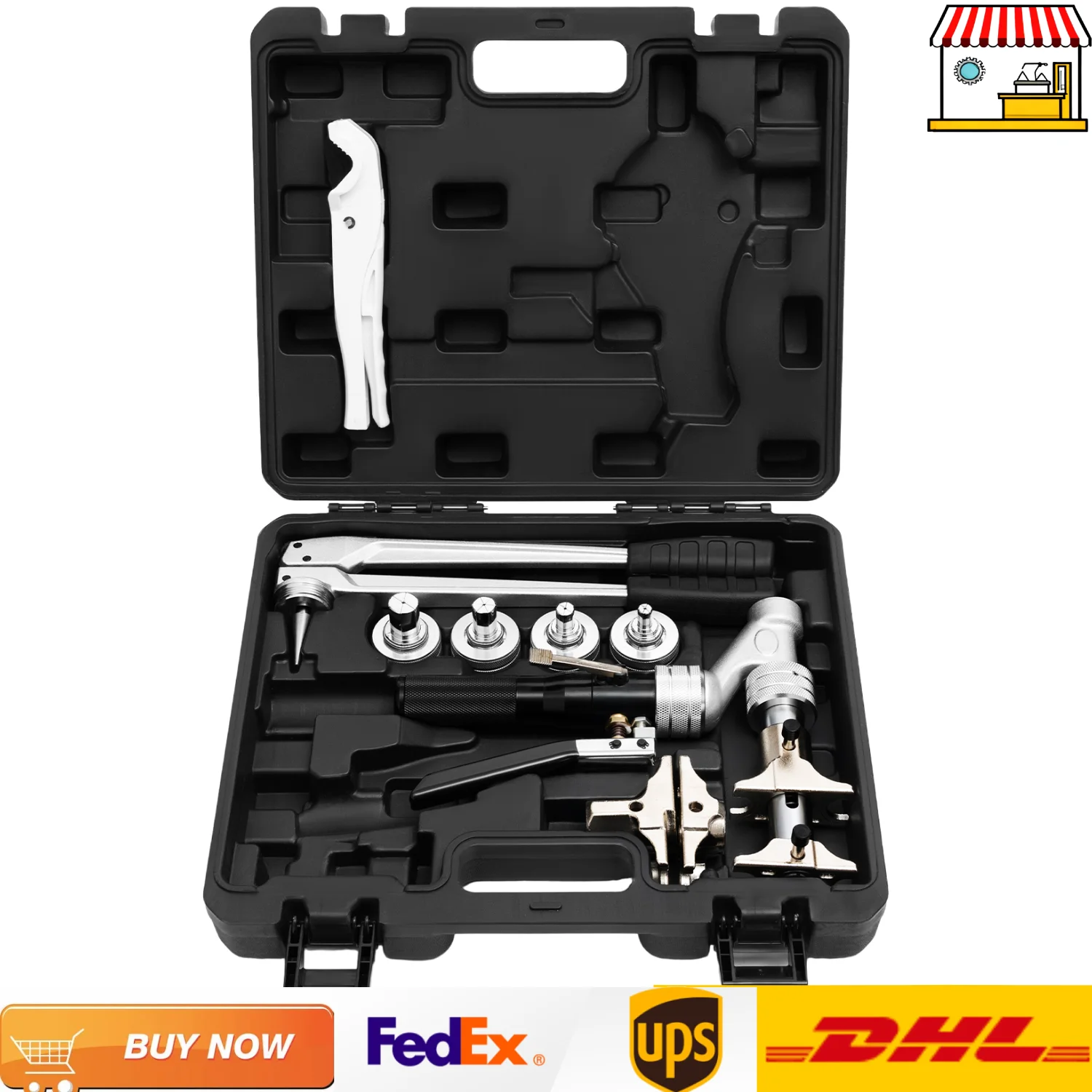 Hydraulic Pipes Sliding Crimping Tool Set, Tube Expander Tube Sliding Crimper Pipe Cutter Kit with Carry Box