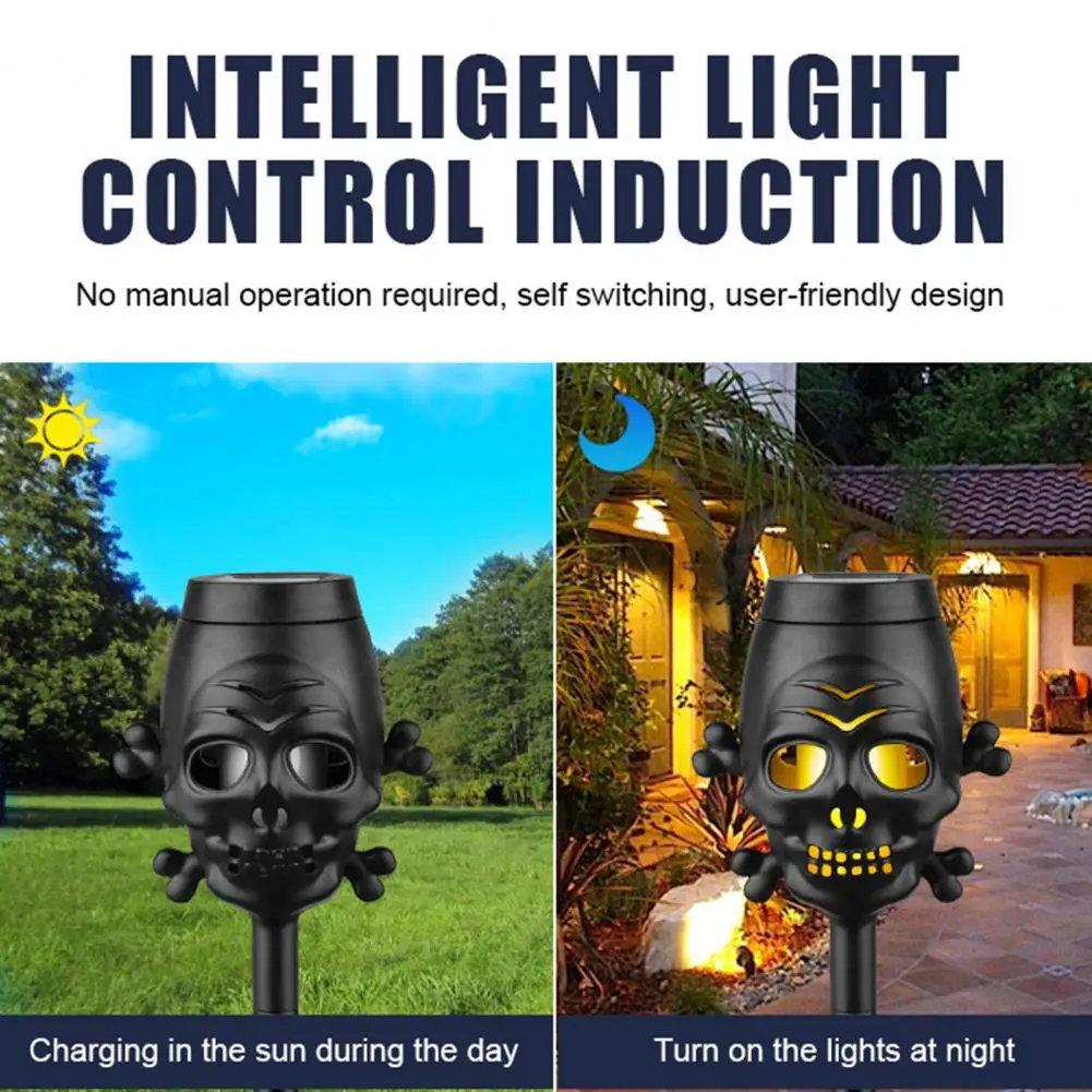 أضواء LED بالطاقة الشمسية الزخرفية ، ديكور الحديقة ، تصميم الجمجمة ، الشحن التلقائي ، سهل للمجفل
