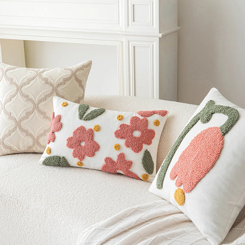 30x50/45x45cm Nordic Embroidery Pillow Cover Flower Cushion Cover Pillowcase Decorative for Sofa Office Home Decor