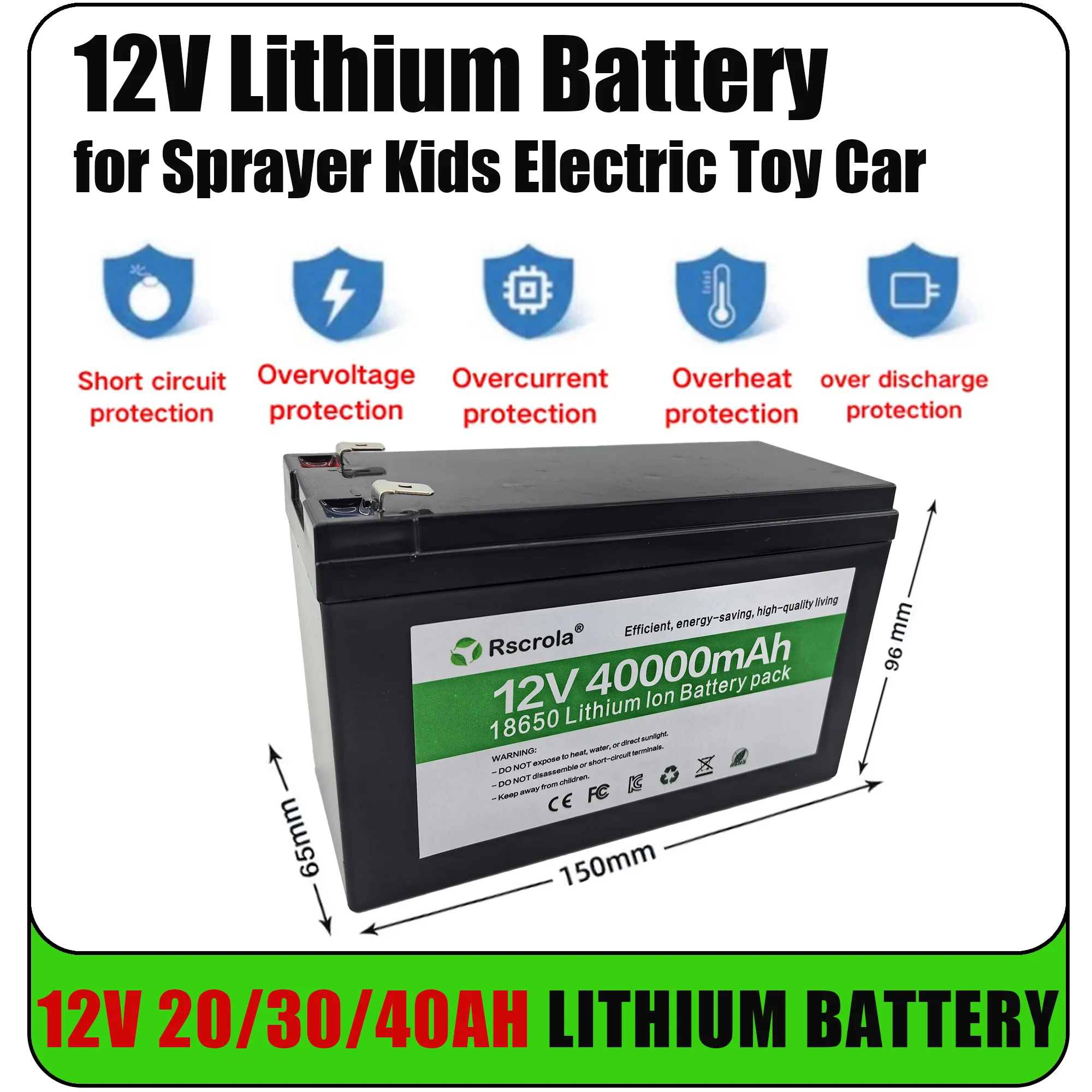 

12V 18650 Battery Pack 18650 lithium battery recharable Solar storage Battery Electric lighting