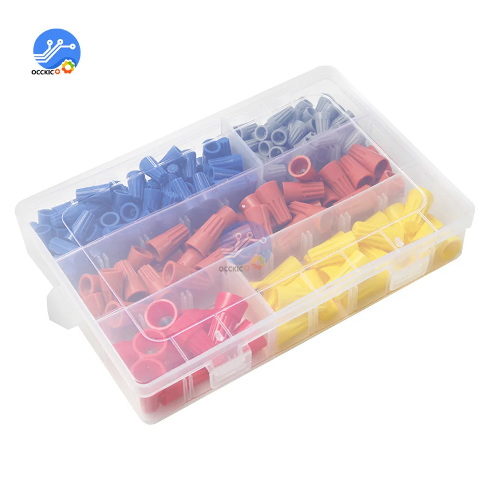 220pcs Practical Electrical Wire Connection Screw Twist Connector Cap W/Spring Insert Assortment Kit Nut Spring Cap Terminal