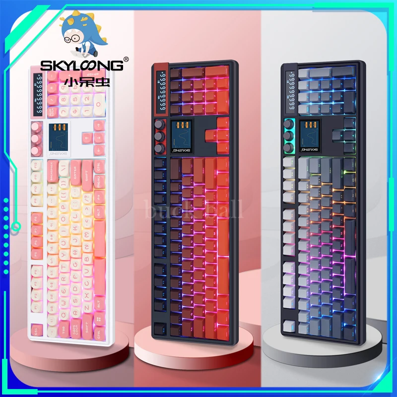 Skyloong Gk104 Pro Wireless Mechanical Keyboard Full-Size 3-Mode With 2.0 Screen 3 Knobs Hot Swap Side-Engraved Custom Keyboard