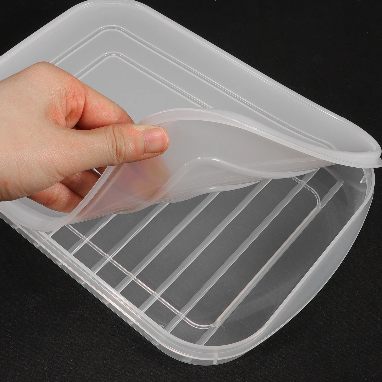 

4pcs Transparent Stackable Seafood Fish Crisper Box Bacon Container Fridge Storage PE Material Safe Use Multipurpose