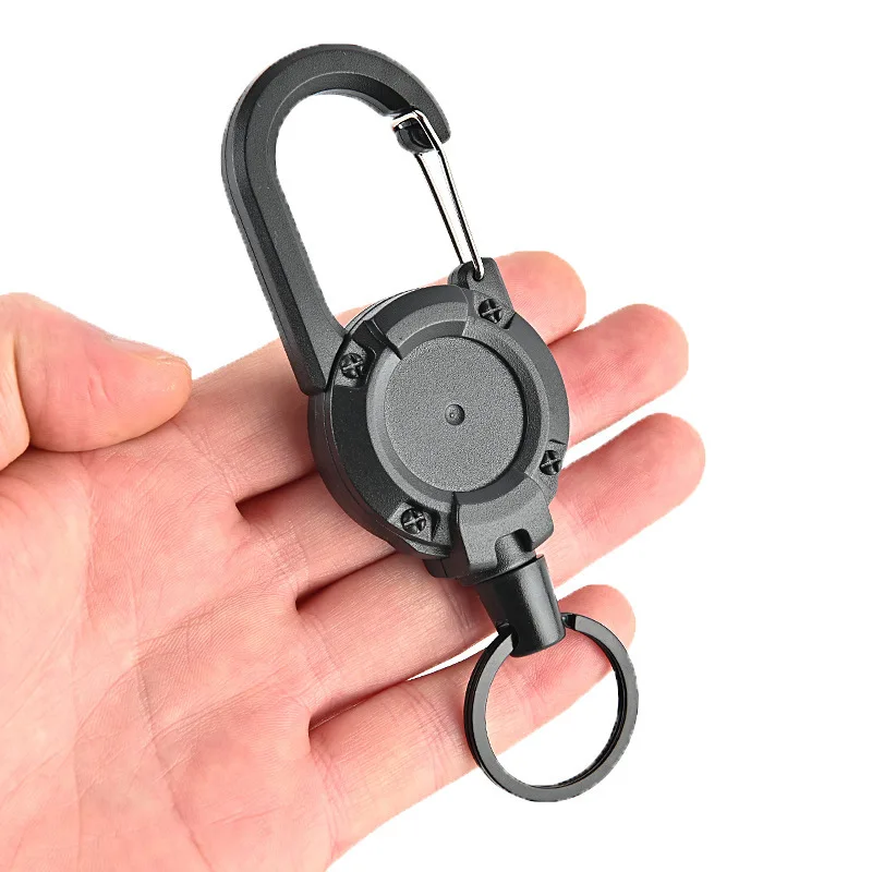 Outdoor Fishing Backpack Wire Rope Lure Retractable Buckle Anti-Lost Hand Rope Easy Pull Buckle Backpack Key Hook