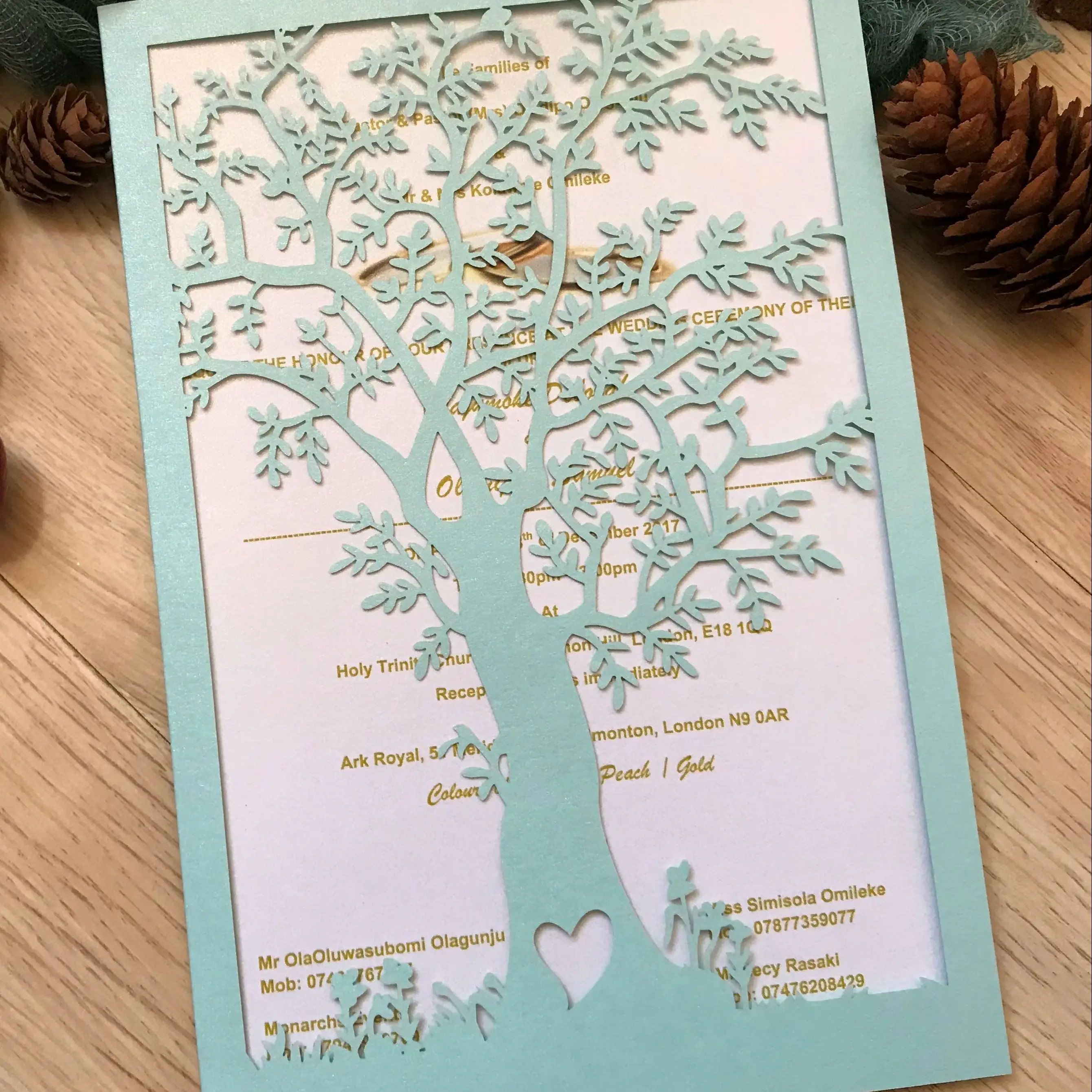 

10pcs Tree Design Laser Cut Wedding Invitations,Brown Color Laser Cut Gatefold Invitation Cards,Greeting Cards for Decoration