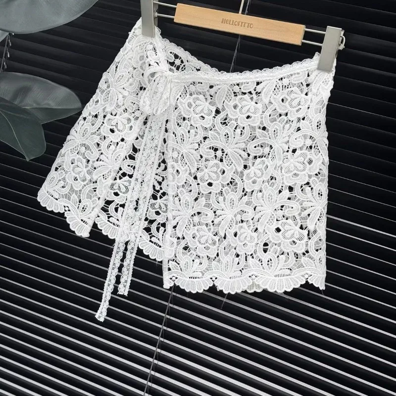 Lace Skirt Flap All Season Premium Layering Bottom Hip Cover Slimming Tie Apron Skirt Women Soft Breathable Flattering Accessory