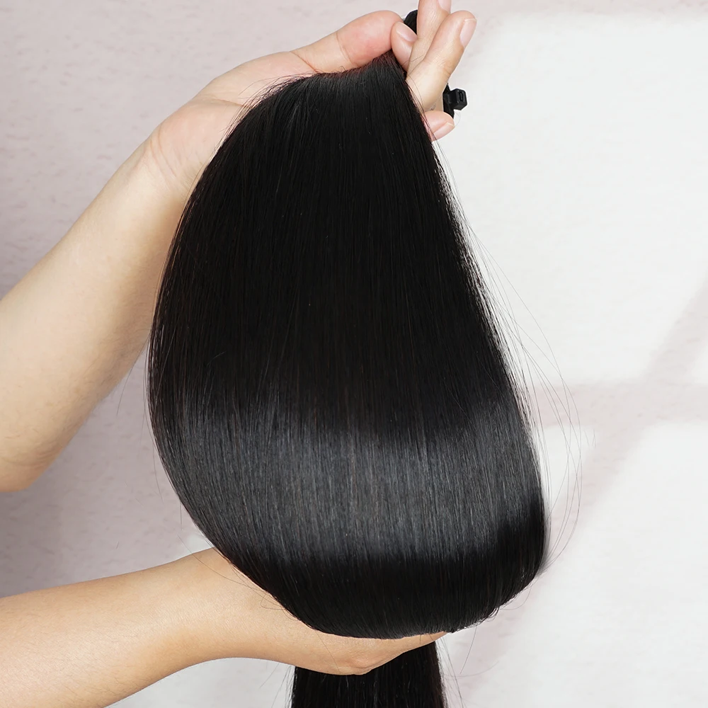 15A 베트남어 뼈 직선 버진 헤어 번들 슈퍼 더블 그려진 인간의 머리카락 번들 전체 원시 머리 확장