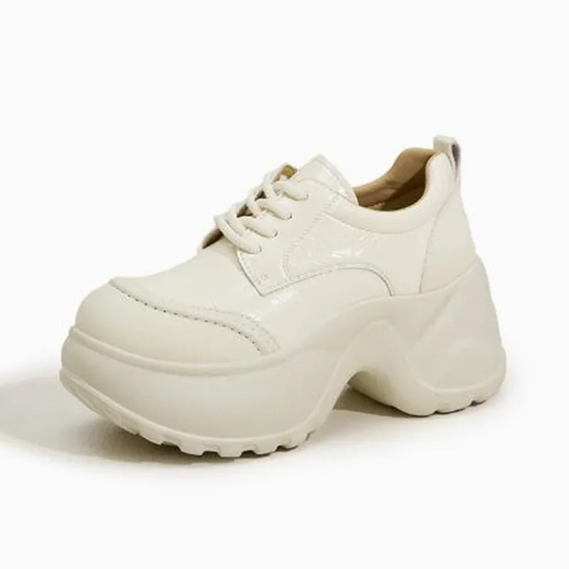 Platform Wedge Sneakers Chunky Shoes PU Leather Women Black Shoes 2026 Spring Autumn Walking Sneakers Fashion Women Tennis Shoes